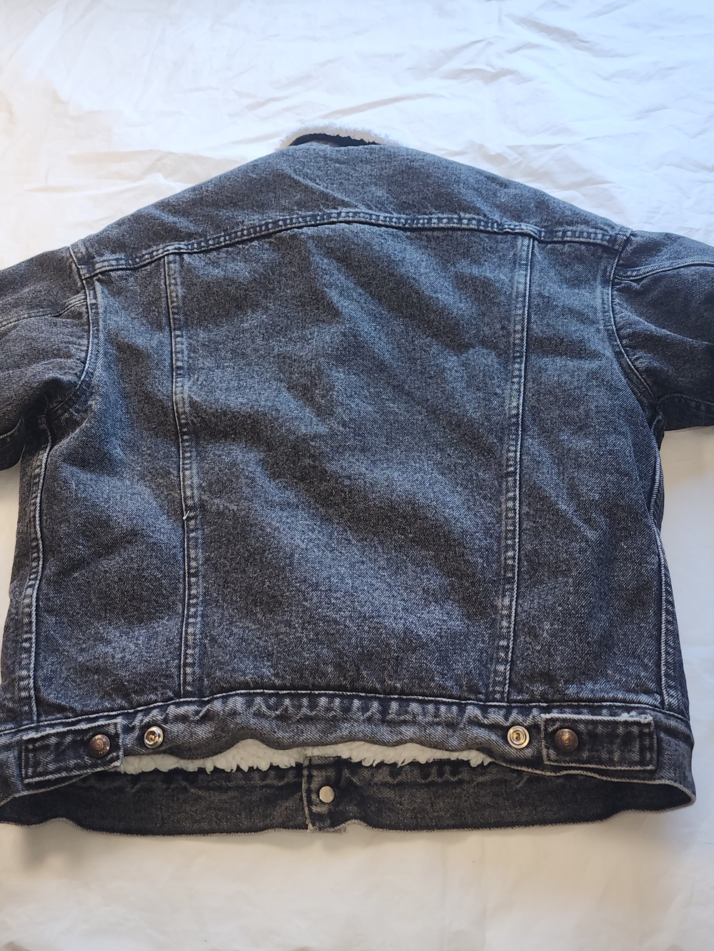VTG Levi's Men's Black Washed Sherpa-Lined Denim Jacket Size Medium - Picture 12 of 16